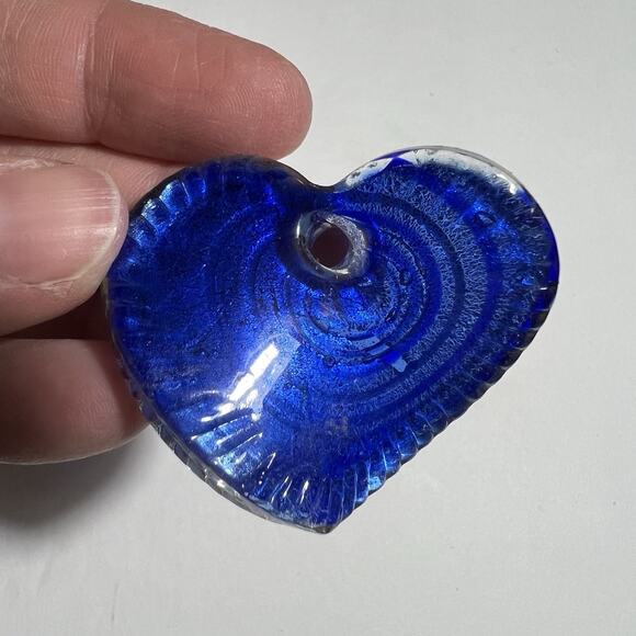 Blue Moon Beads Bead Bazaar Heart Necklace Pendant Murano Style Hand Blown Glass - Picture 3 of 7